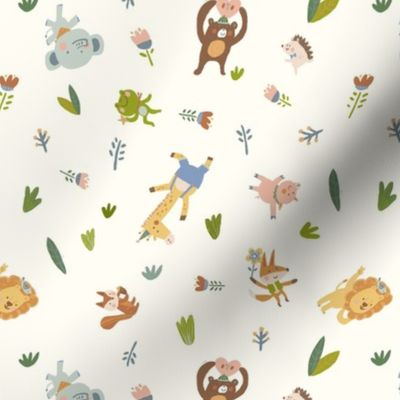 Happy Forest friends -yellow-small pattern