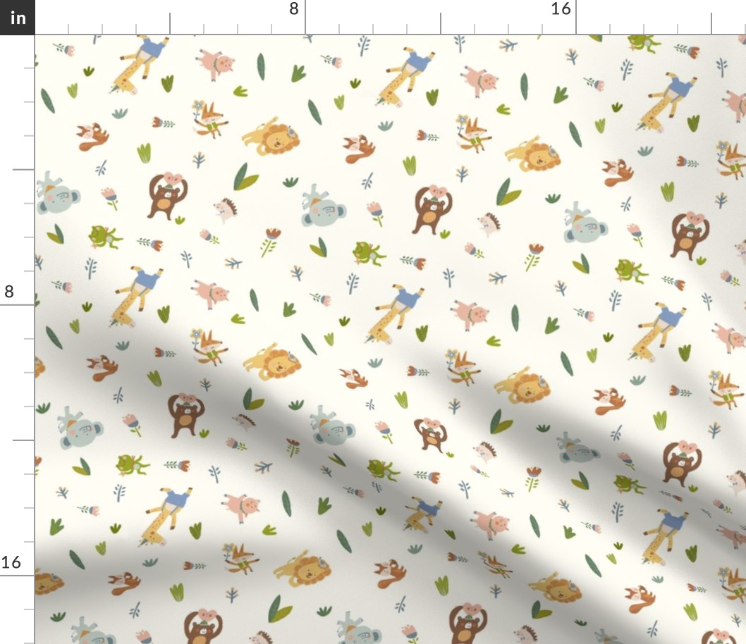 Happy Forest friends -yellow-small pattern