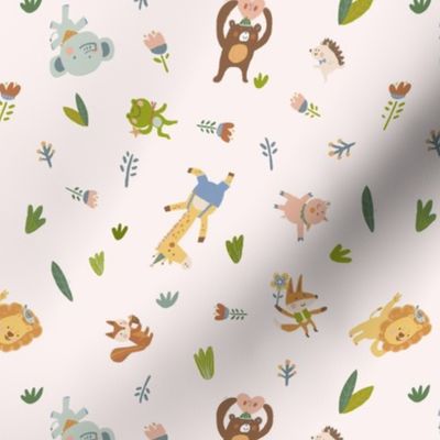 Happy Forest friends-pink-small pattern