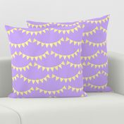 Watercolor, Hand Painted  Yellow Gingham Banner on Pastel Purple, Kid's  Party, L