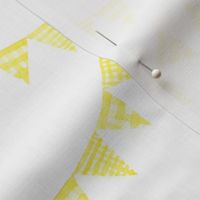 Watercolor, Hand Painted  Yellow Gingham Banner on White, Kid's  Party, L