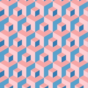 Funky pastel 3D cubes pink blue