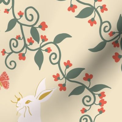 Spring Bunnie Damask Apricot Large