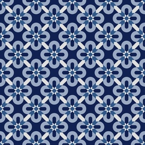 Delft Blue flowers geometrics dark