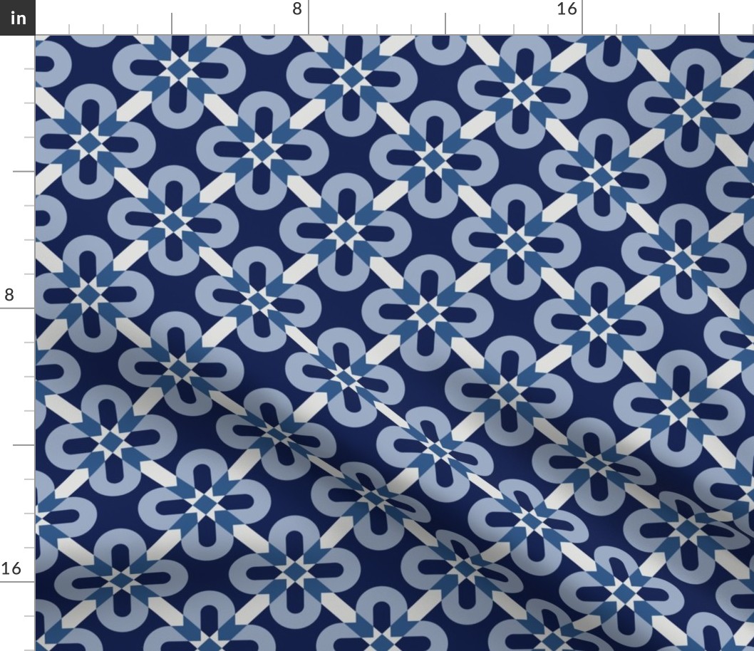 Delft Blue flowers geometrics dark