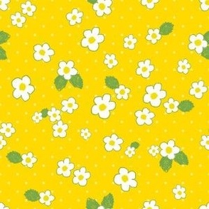 White flowers on yellow 
