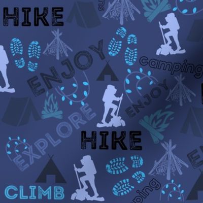 Camping  Hiking Outdoor activity design - Blue