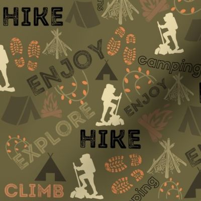 Camping  Hiking Outdoor activity design - Brown