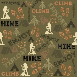 Camping  Hiking Outdoor activity design - Brown