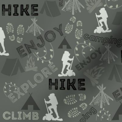 Camping  Hiking Outdoor activity design - Gray