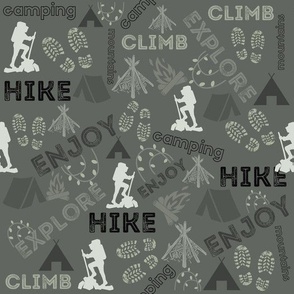 Camping  Hiking Outdoor activity design - Gray