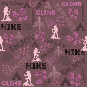 Camping  Hiking Outdoor activity design - Pink