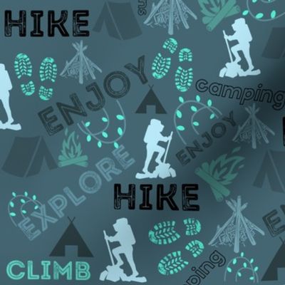 Camping  Hiking Outdoor activity design - Teal Blue