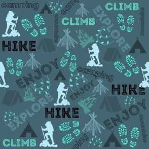 Camping  Hiking Outdoor activity design - Teal Blue