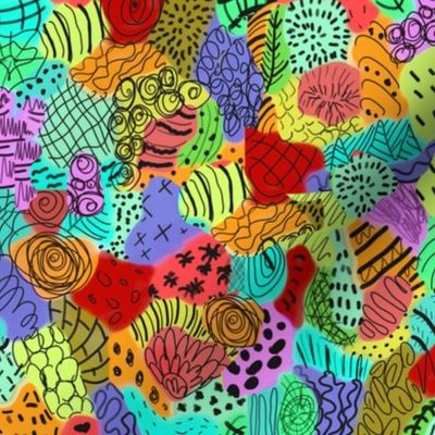 Hand drawn Multicolor Tribal Abstract Color01