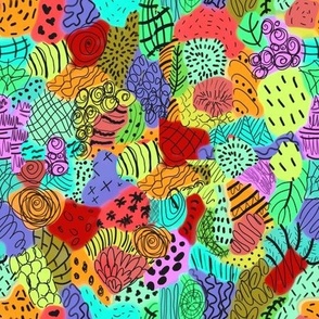 Hand drawn Multicolor Tribal Abstract Color01