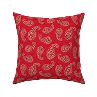 PAISLEY Bohemian Vintage India Inspired Modern Abstract in Blush Sand on Red - SMALL Scale - UnBlink Studio by Jackie Tahara