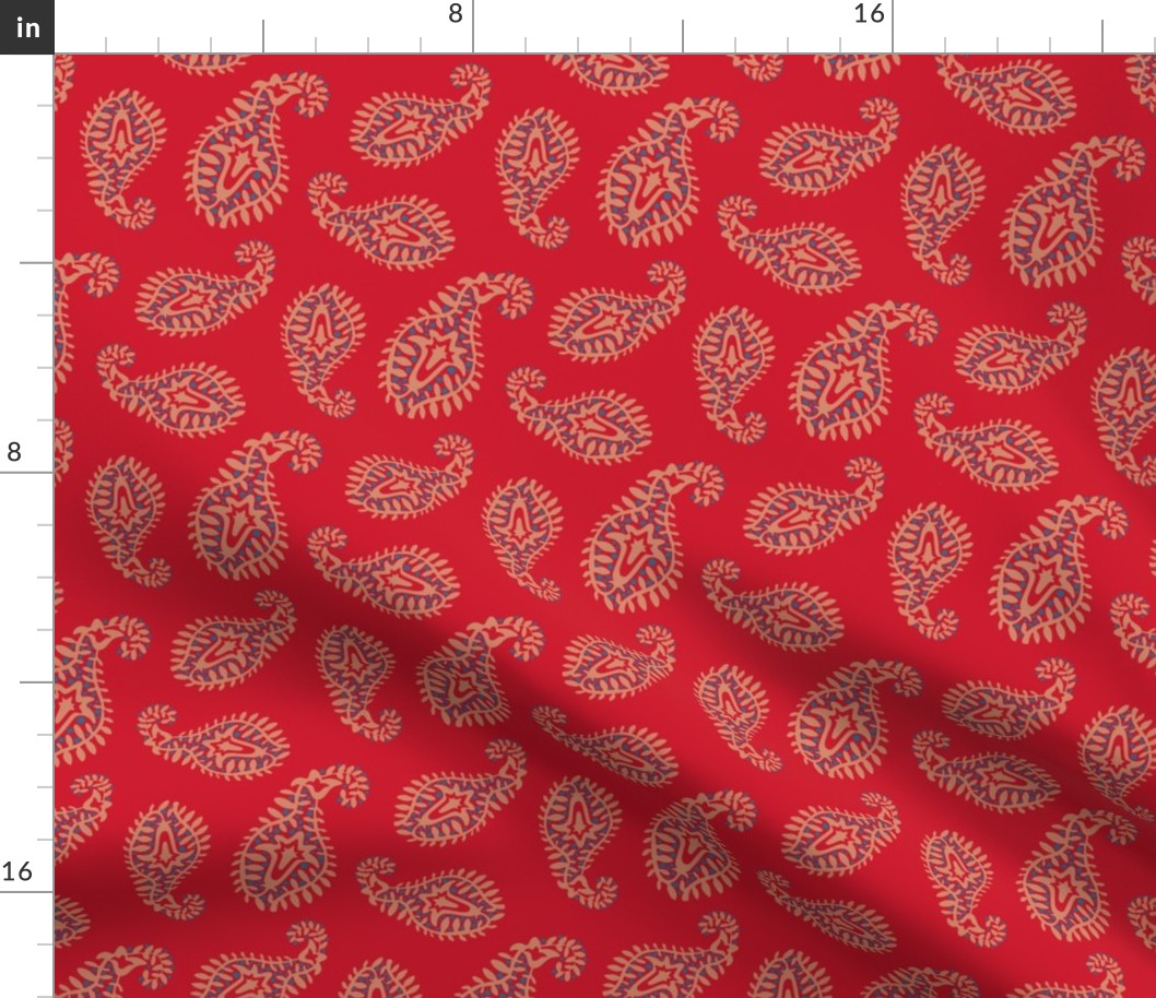 PAISLEY Bohemian Vintage India Inspired Modern Abstract in Blush Sand on Red - SMALL Scale - UnBlink Studio by Jackie Tahara