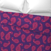 PAISLEY Bohemian Vintage India Inspired Modern Abstract in Pink on Purple - LARGE Scale - UnBlink Studio by Jackie Tahara