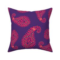 PAISLEY Bohemian Vintage India Inspired Modern Abstract in Pink on Purple - LARGE Scale - UnBlink Studio by Jackie Tahara