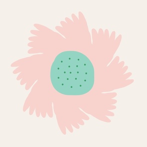 Large- simple bright pink and red flowers, bright modern pastel pink and mint floral