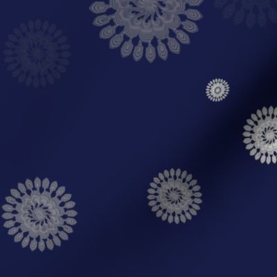 Silver Starbursts on Navy Background