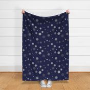 Silver Starbursts on Navy Background