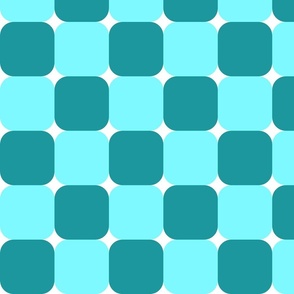 Teal Aqua Checkerboard Pattern Large Scale