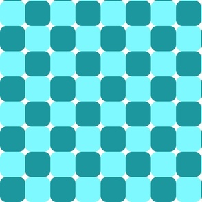 Teal Aqua Checkerboard Pattern Medium Scale