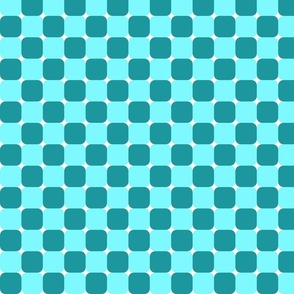 Teal Aqua Checkeboard Pattern Small Scale