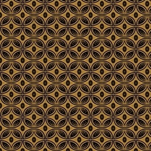 Cleo Vintage Glamour - Art Deco - Art Nouveau - Tessellation - Orange Yellow Brass Jewel Tone - Black - Dark and Moody  - Mini