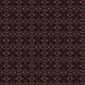 Cleo Vintage Glamour - Art Deco - Art Nouveau - Tessellation - Mulberry Red Purple Jewel Tone - Black and Gold - Dark and Moody - Mini