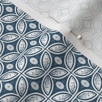 Cleo - Art Deco - Art Nouveau - White and Navy Blue  - Large