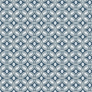 Cleo Vintage Glamour - Art Deco - Art Nouveau - Tessellation -Navy Blue and White -  Classic Colors  - Mini