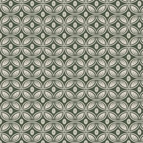 Cleo Vintage Glamour - Art Deco - Art Nouveau - Tessellation - Evergreen Green and Beige Clay Earth Tones  - Mini