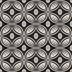 Cleo - Art Deco - Art Nouveau - Clay on Black -Medium