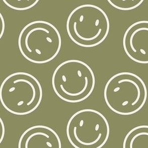 Smiley Faces - Happy Toss - Olive Green