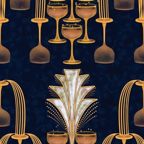 Champagne Party Wall, midnight blue background, large scale