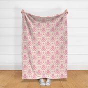 Pink bold floral on a white background