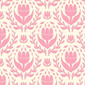 Pink bold floral on a white background