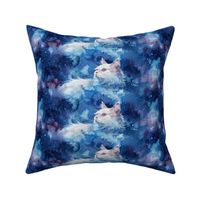 Whimsical Watercolor Wash, Ragdoll Cat in the Night Sky, Abstract