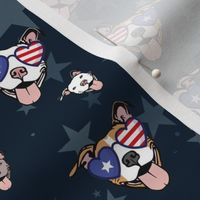 PATRIOTIC PITBULL - 4TH OF JULY DOGS - RED WHITE BLUE on Navy