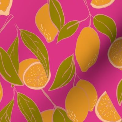 Endless Lemons Hot Pink-hot pink, yellow | large scale | SKU2404141380 | 24 in