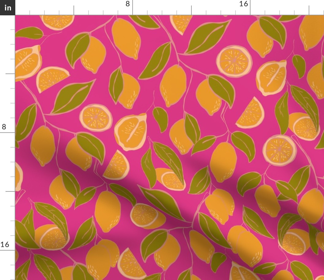 Endless Lemons Hot Pink-hot pink, yellow | large scale | SKU2404141380 | 24 in