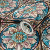 Bold Florals Stained Glass Look Wallpaper  