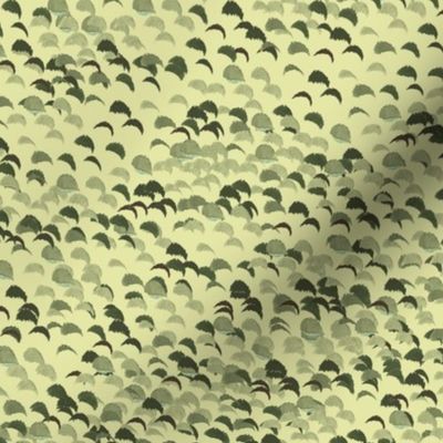 Misty Forest Morning Protea Petals Pattern – Earthy Green Textile Design from 'In The Breeze' Series (Medium)