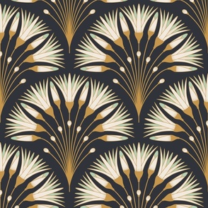 1920s Art Deco Flower Black