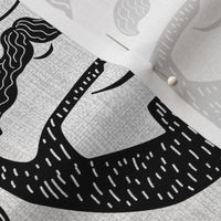 Let it grow - beards and mustaches- black and white vintage style design with various hand drawn beard and mustache styles