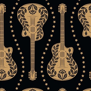 Guitars + Stars | Large Scale | Black & Gold Brown