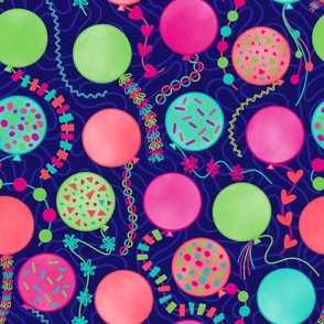 M - Blue Party Balloons – Multicolor Navy Indigo Confetti Birthday Celebration